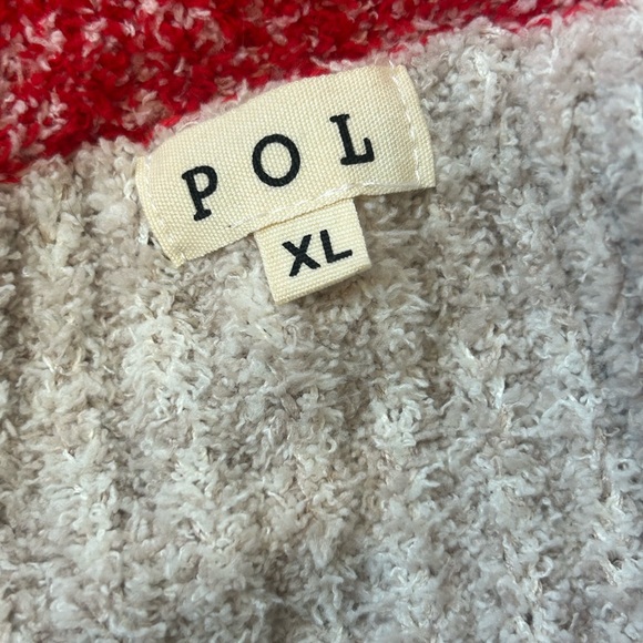 NWOT POL Camille V Neck Colorblock Distressed Oversized Sweater - Picture 5 of 8